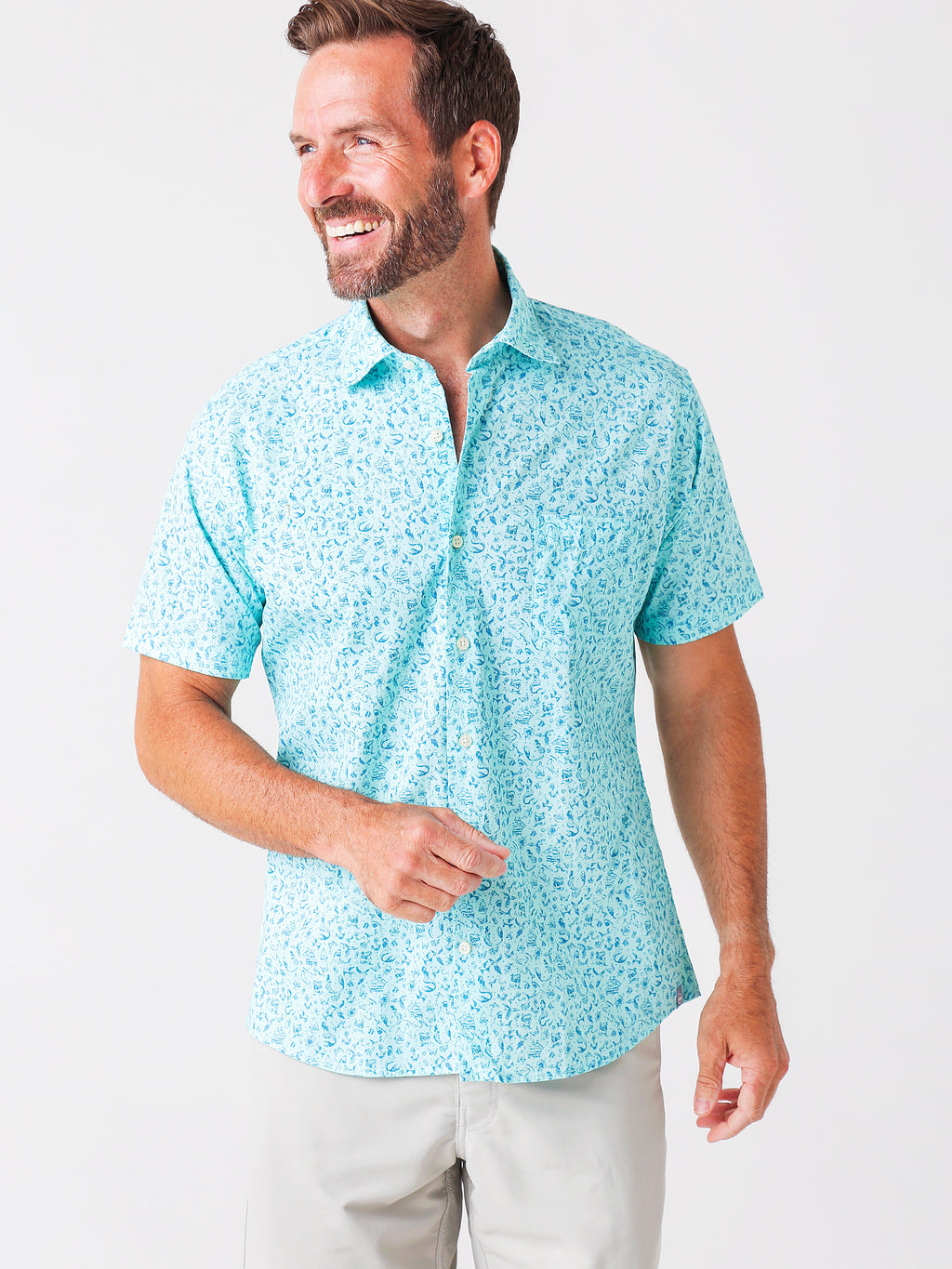Peter Millar Seaside Men's Sailor's Delight Cotton-Blend Sport Shirt - Saint Bernard