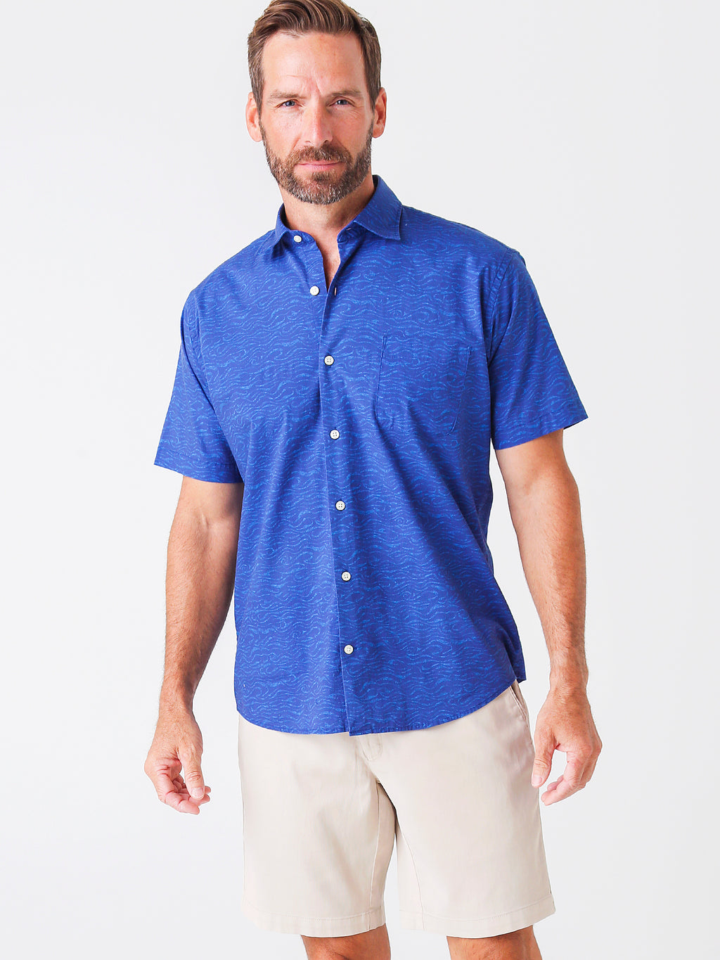 Peter Millar Seaside Bluff Cotton-Blend Sport Shirt - Saint Bernard