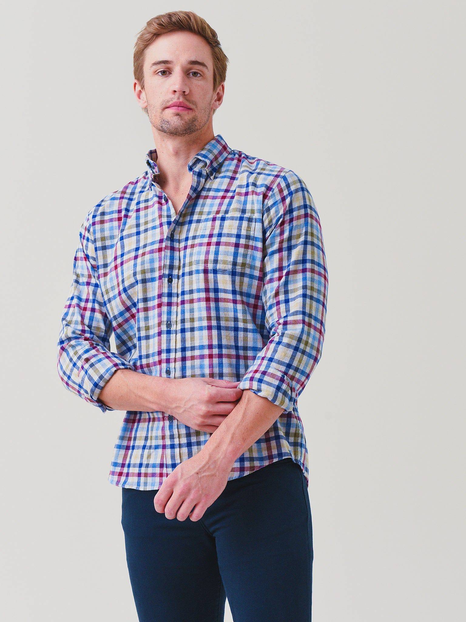 Peter Millar Crown Men's Sutton Cotton Sport Shirt - Saint Bernard