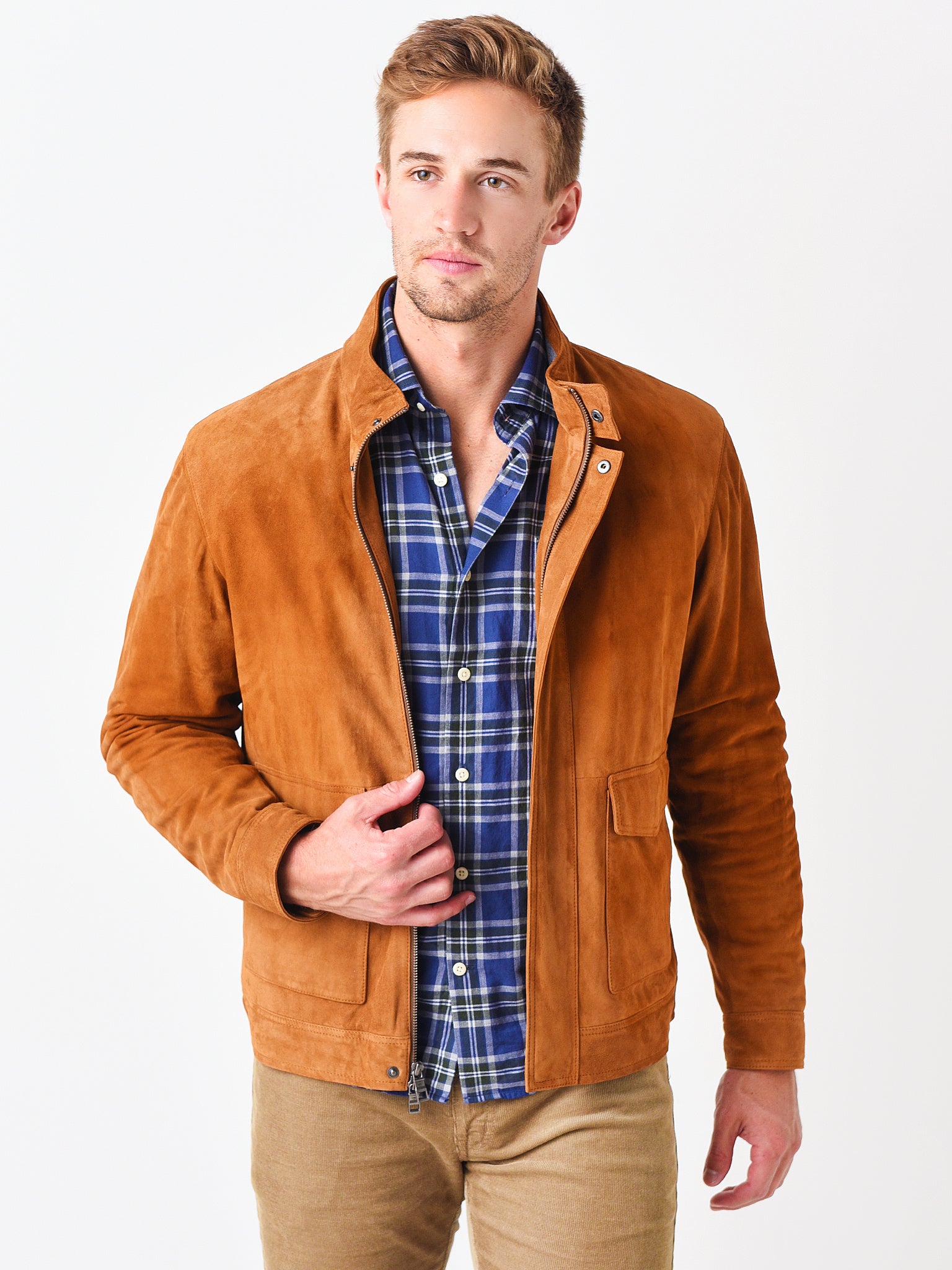 Peter Millar Crown Men's Suede Bomber - Saint Bernard