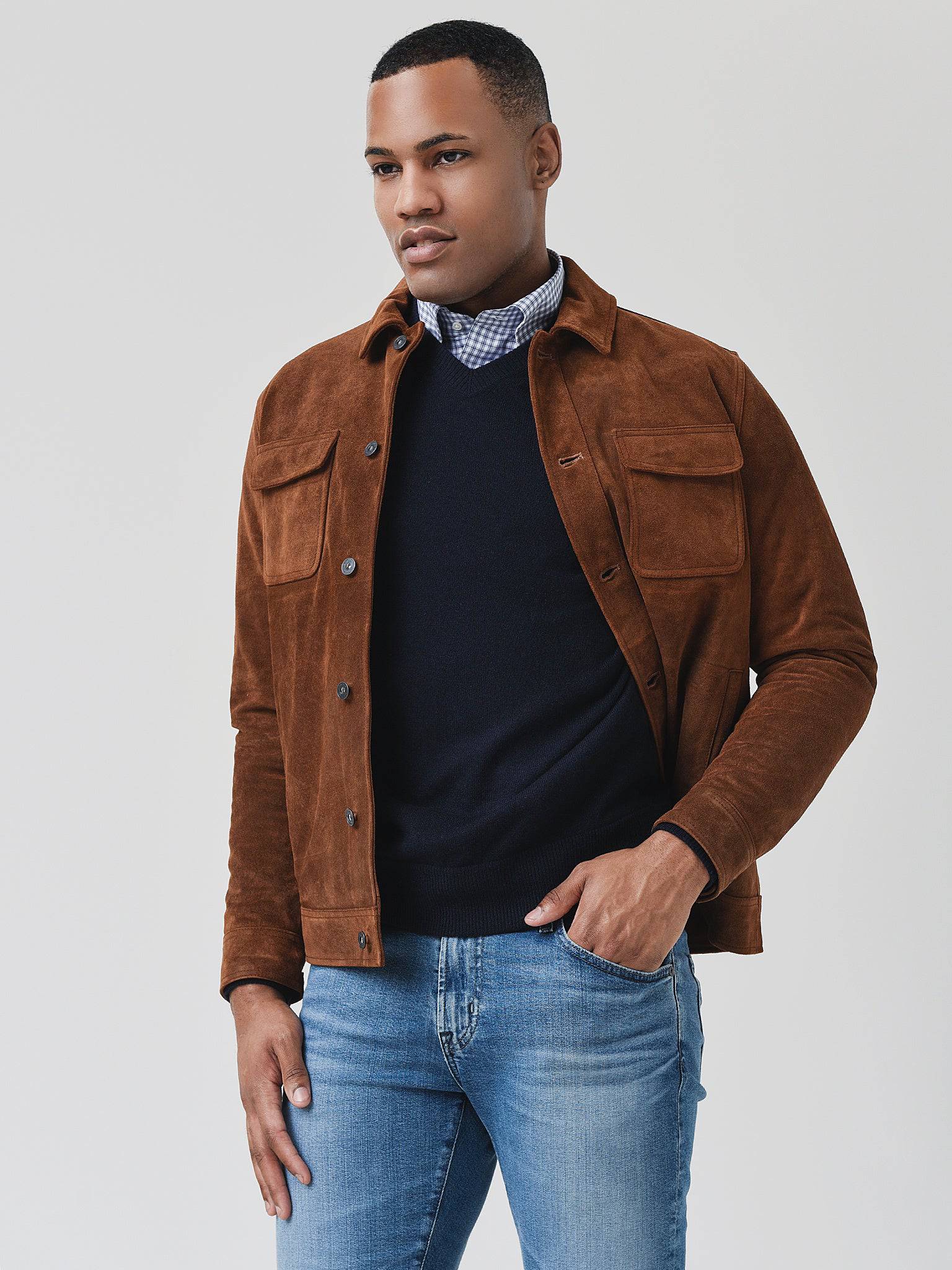 Peter Millar Crown Men's Rough Out Suede Jacket - Saint Bernard