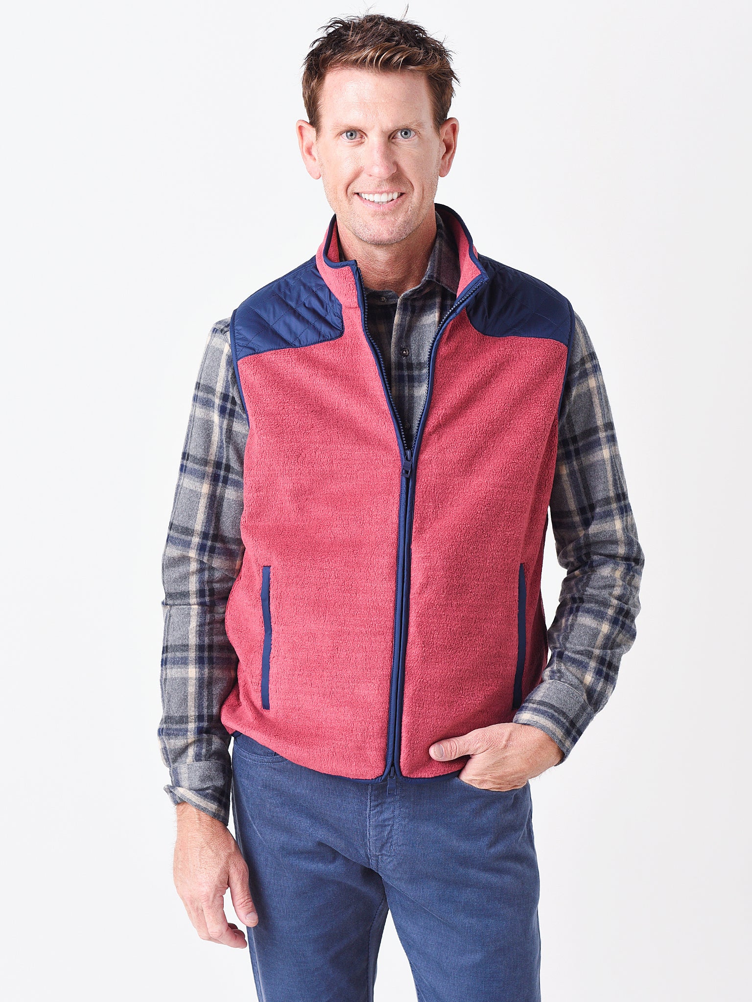 Peter Millar Crown Men's Micro Shearling Fleece Vest - Saint Bernard