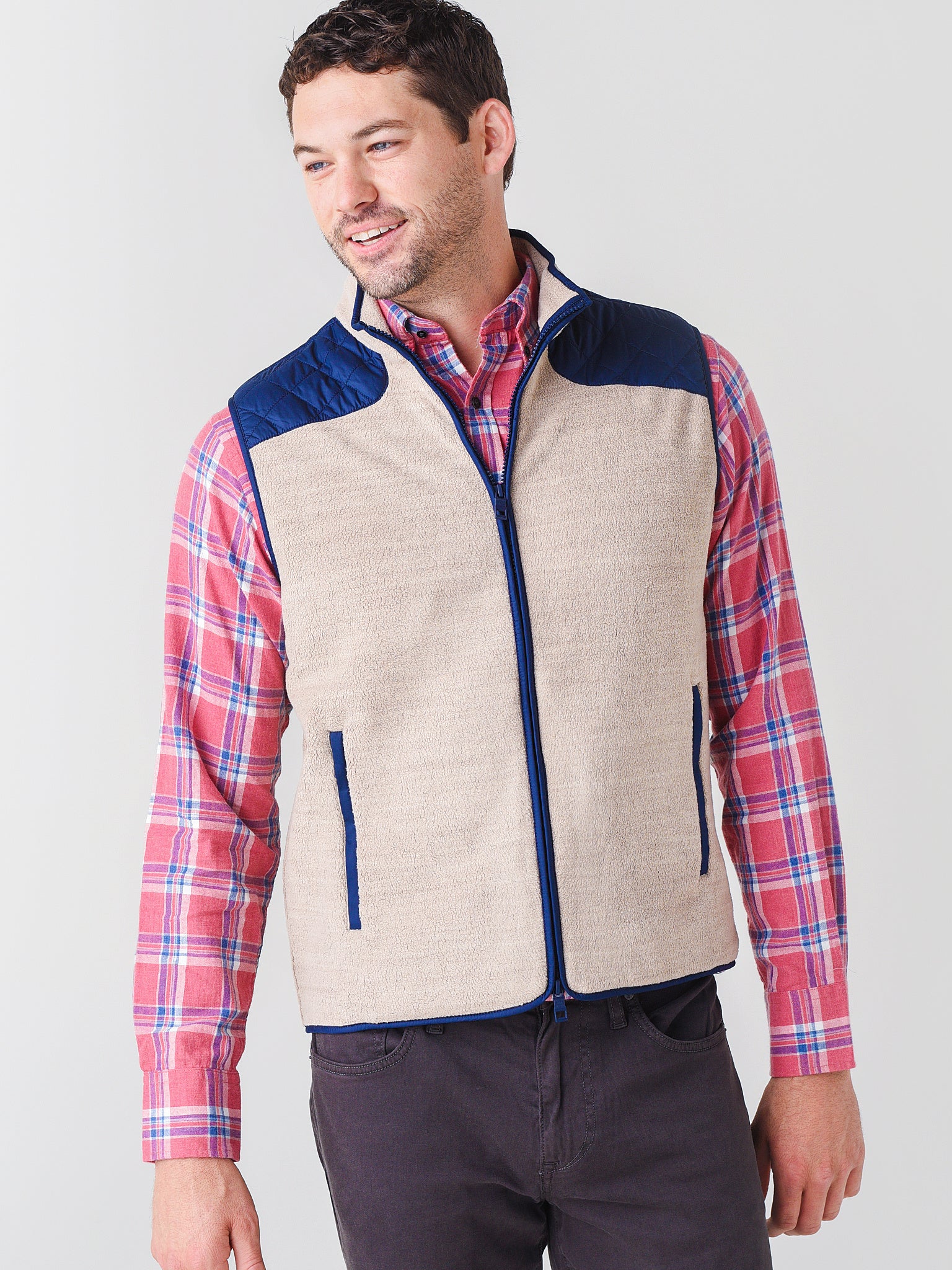 Peter Millar Crown Men's Micro Shearling Fleece Vest - Saint Bernard