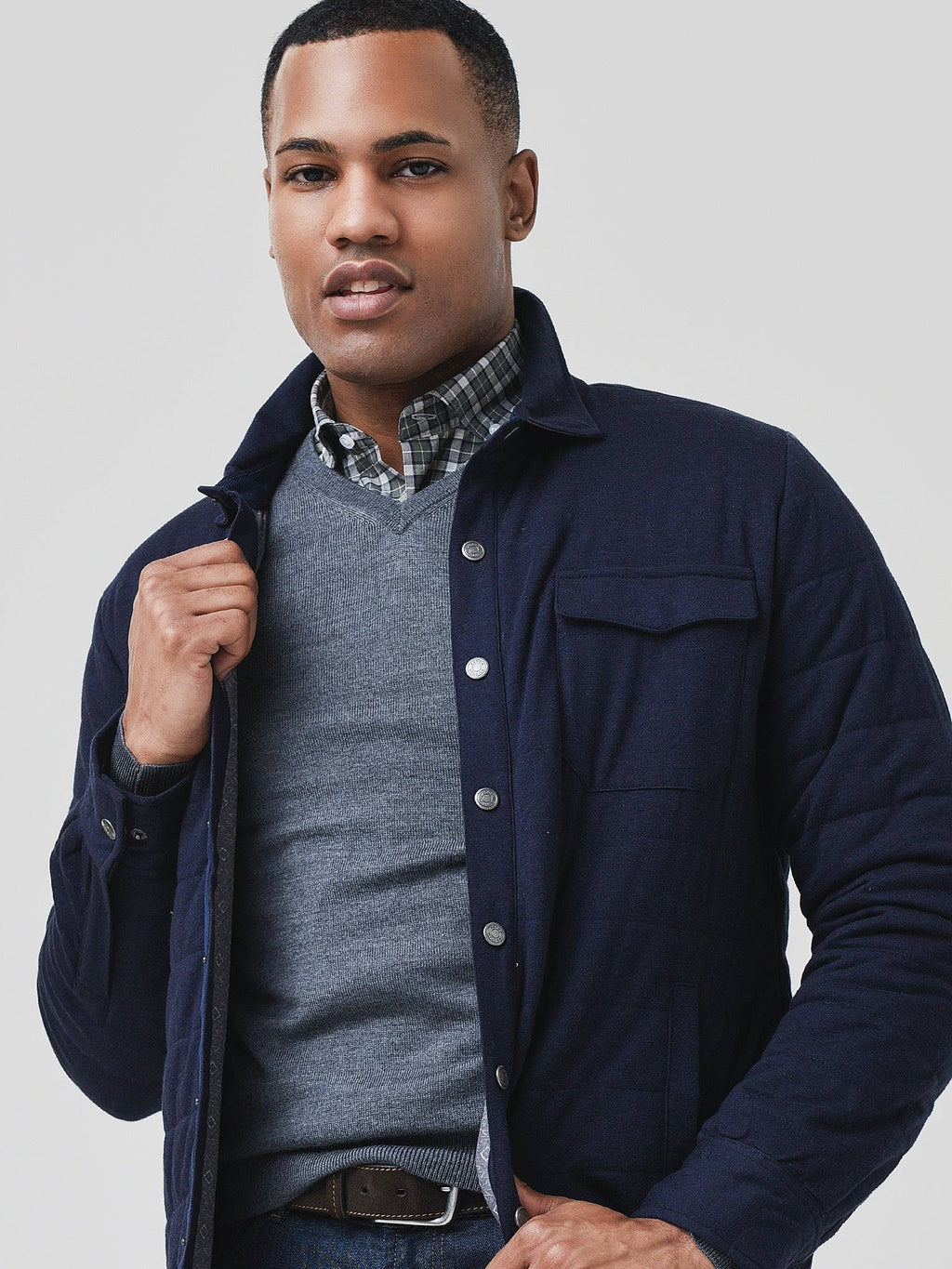 Peter Millar Crown Men's Cotton Cashmere Knit Shirt Jacket - Saint Bernard