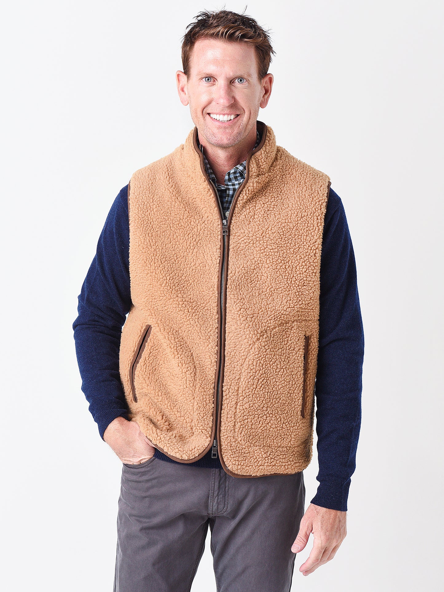 Peter Millar Crown Men's High Pile Sherpa Vest - Saint Bernard