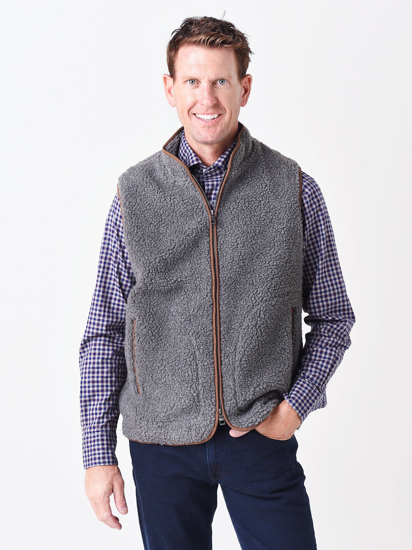Peter Millar Crown Men's High Pile Sherpa Vest - Saint Bernard