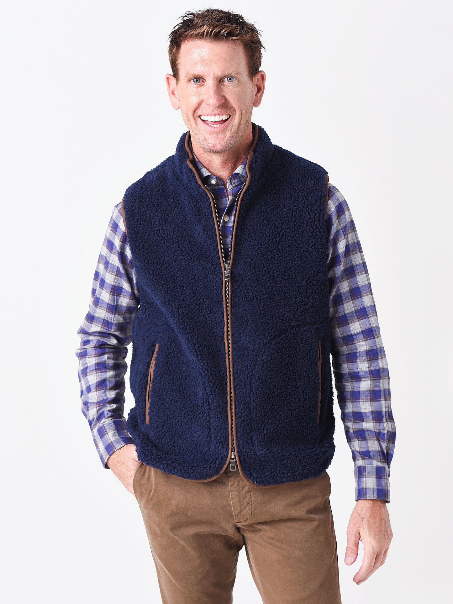 Peter Millar Crown Men's High Pile Sherpa Vest - Saint Bernard