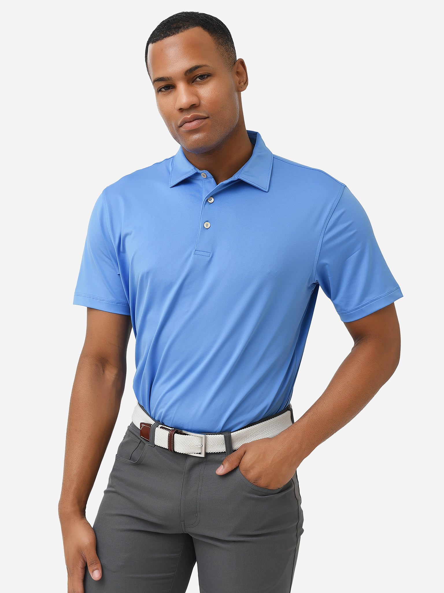 Peter Millar Crown Sport Men's Solid Performance Jersey Polo - Saint Bernard