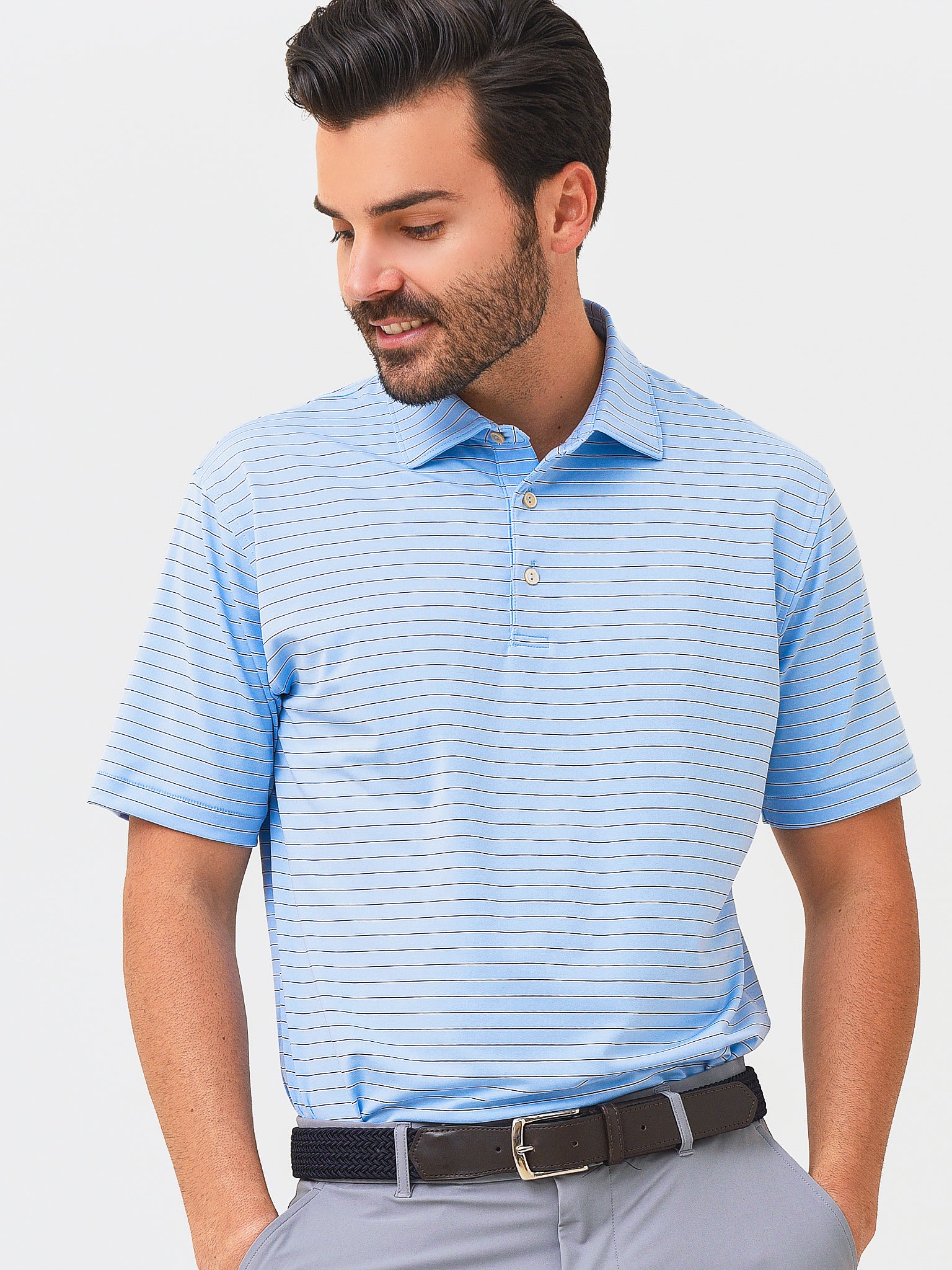 Peter Millar Crown Sport Men's Drum Performance Jersey Polo - Saint Bernard
