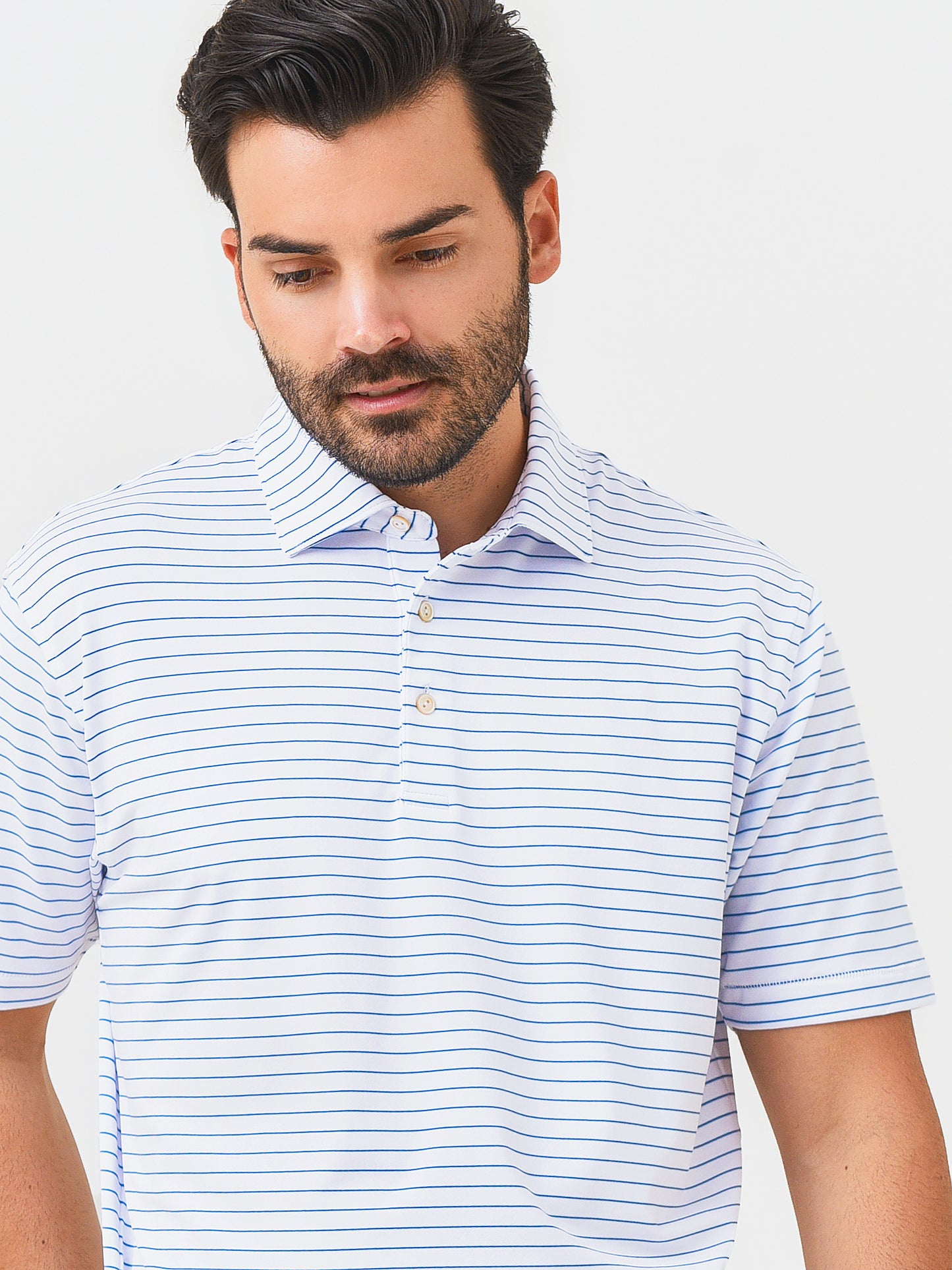 Peter Millar Crown Sport Men's Drum Performance Jersey Polo - Saint Bernard