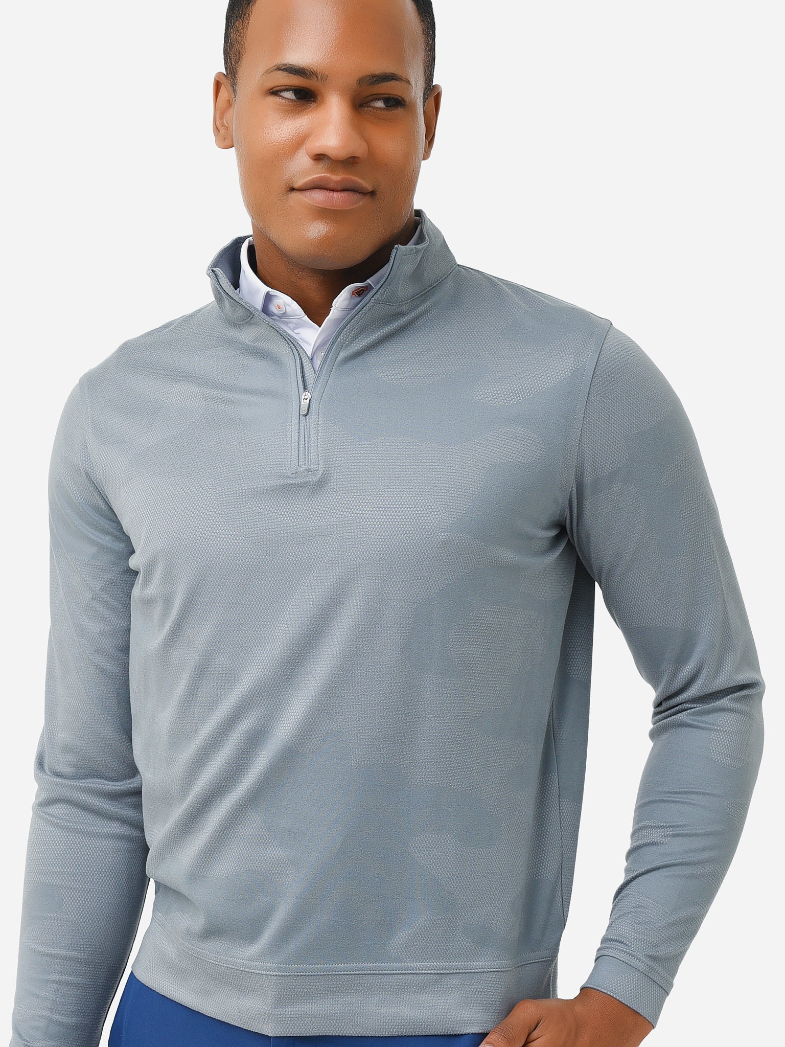 Peter Millar Crown Sport Men's Perth Camo Performance Jacquard Quarter-Zip - Saint Bernard