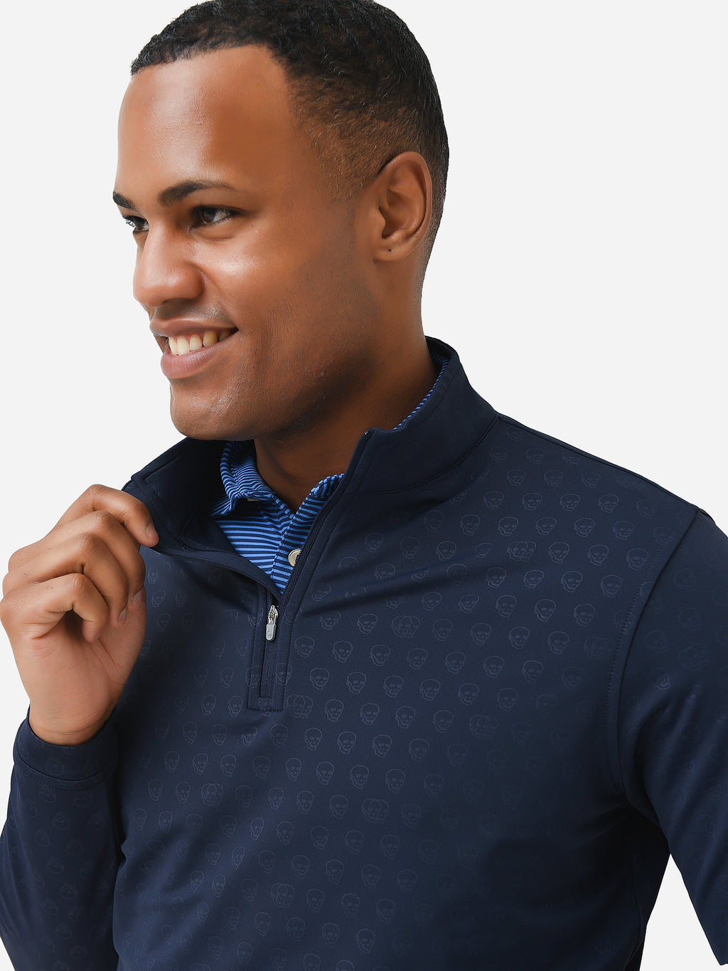 Peter Millar Crown Sport Men's Perth Seeing Double Performance Quarter-Zip - Saint Bernard