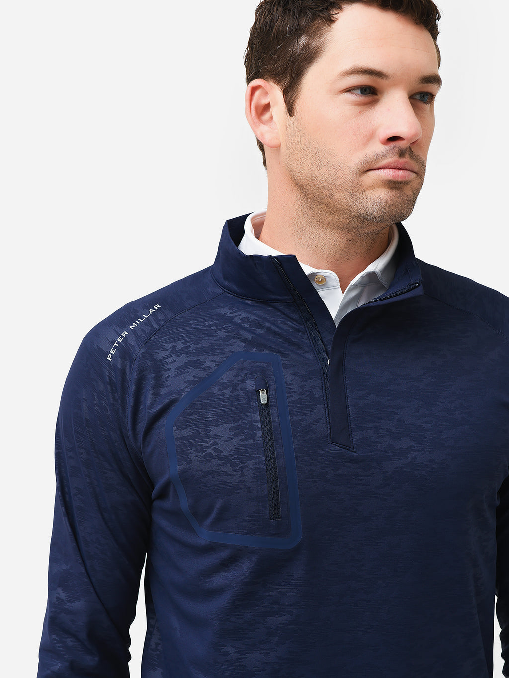 Peter Millar Crown Sport Men's Forge Camo Performance Quarter-Zip - Saint Bernard