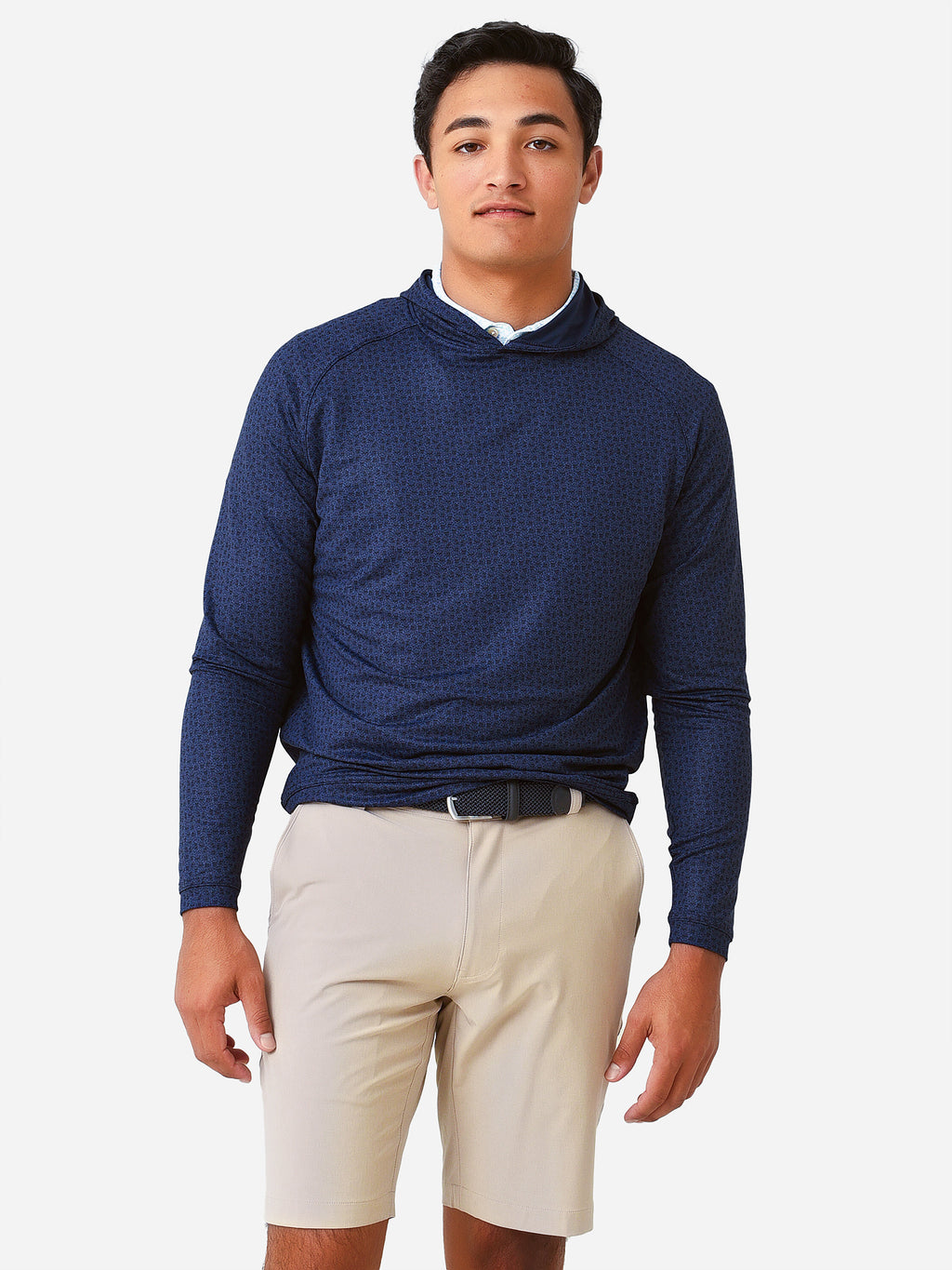 Peter Millar Crown Sport Men's Pine Fractured Skulls Performance Hoodie - Saint Bernard