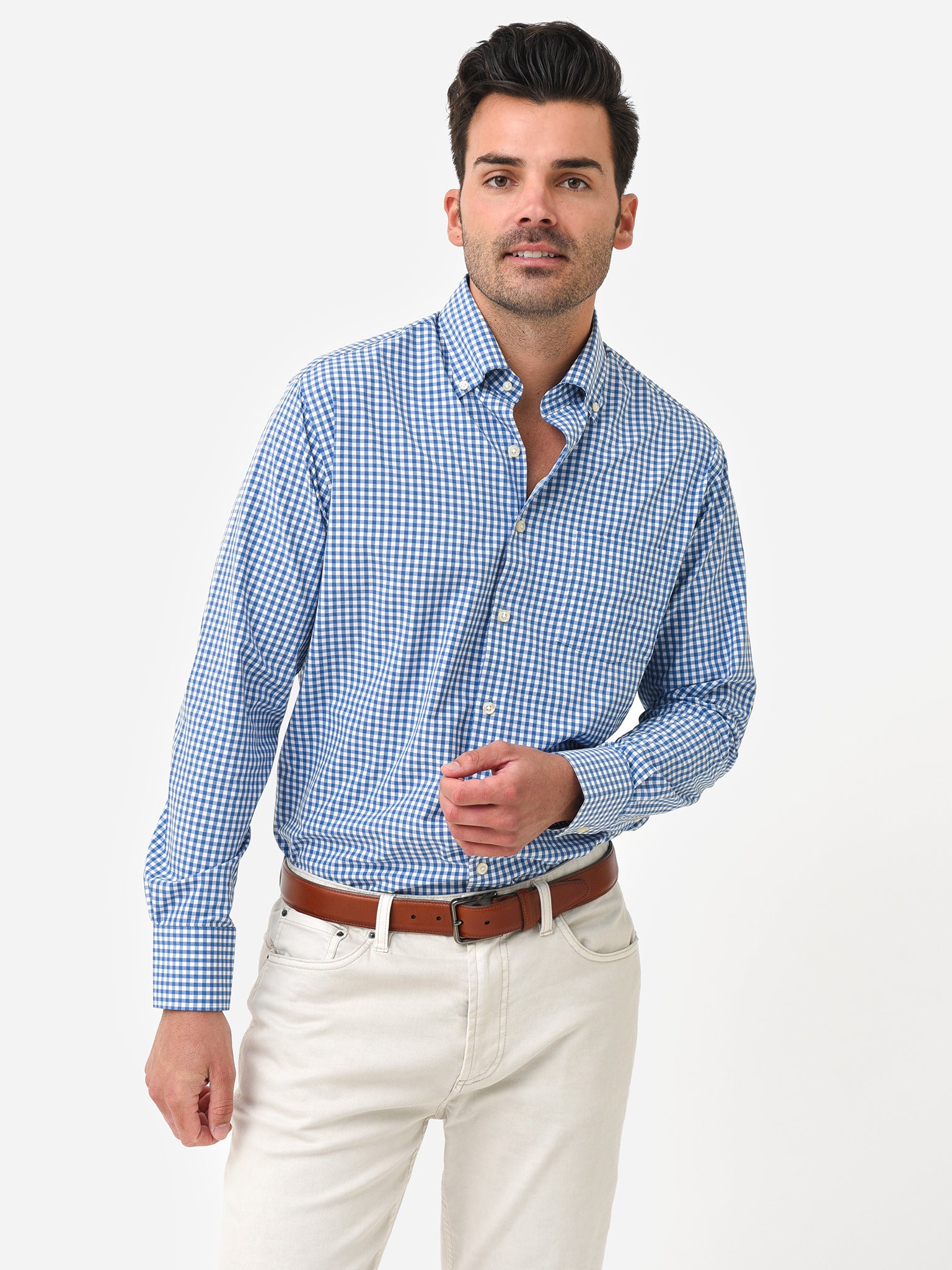 Peter Millar Crown Men's Camley Performance Poplin Sport Shirt - Saint Bernard