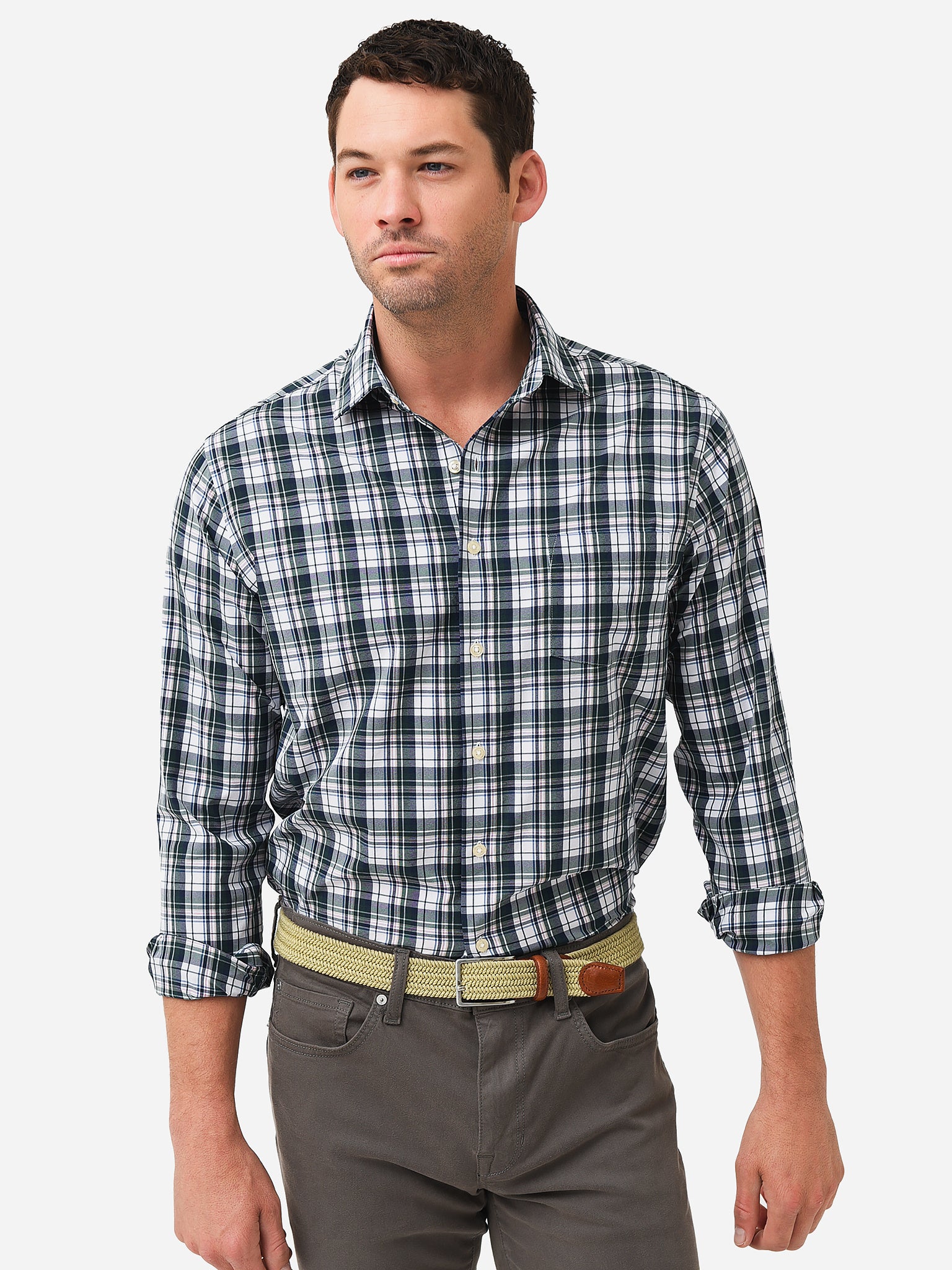 Peter Millar Crown Sport Men's Dorton Performance Poplin Sport Shirt - Saint Bernard