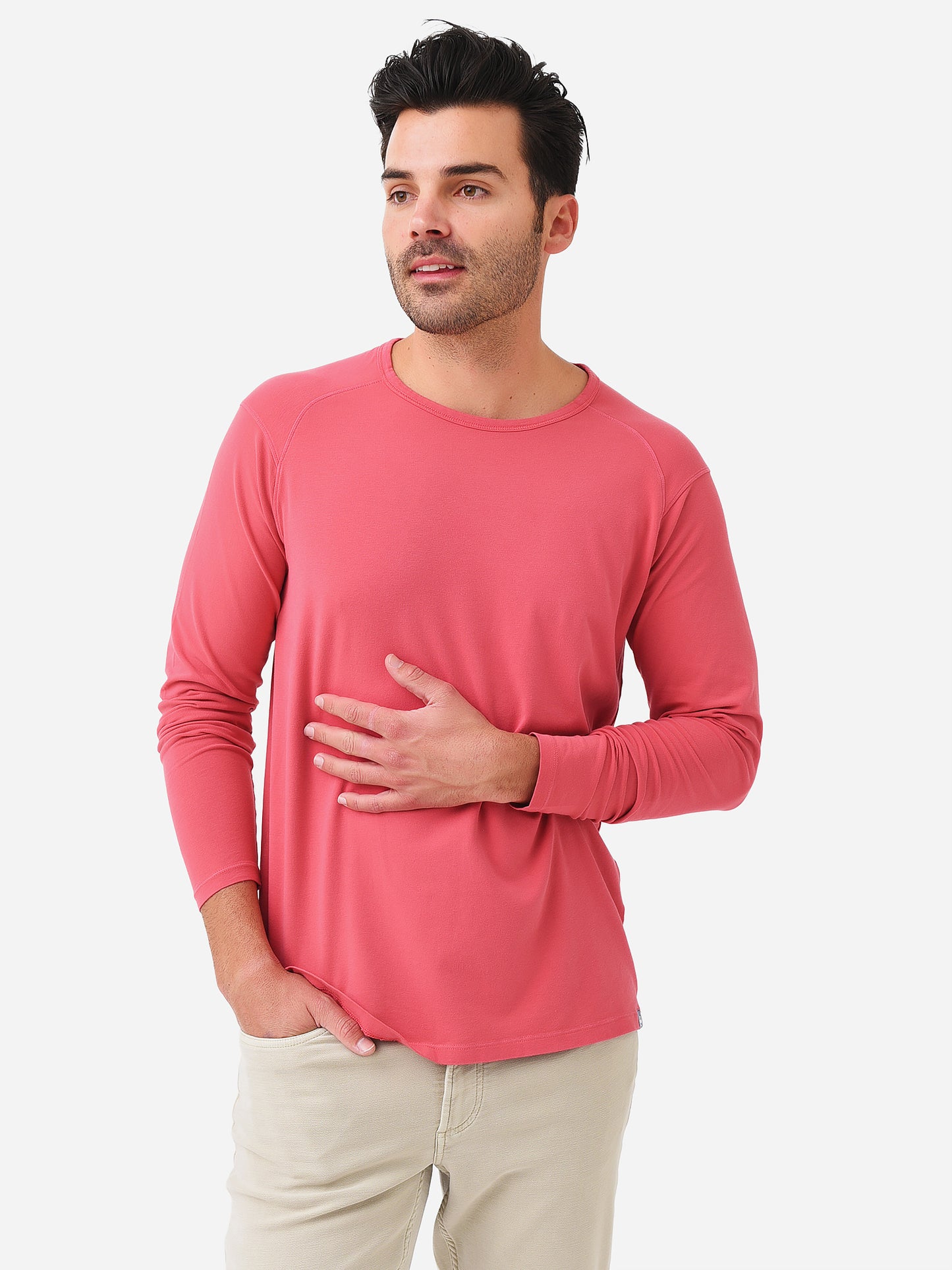 Peter Millar Crown Men's Lava Wash Jersey Long-Sleeve Crew Shirt - Saint Bernard