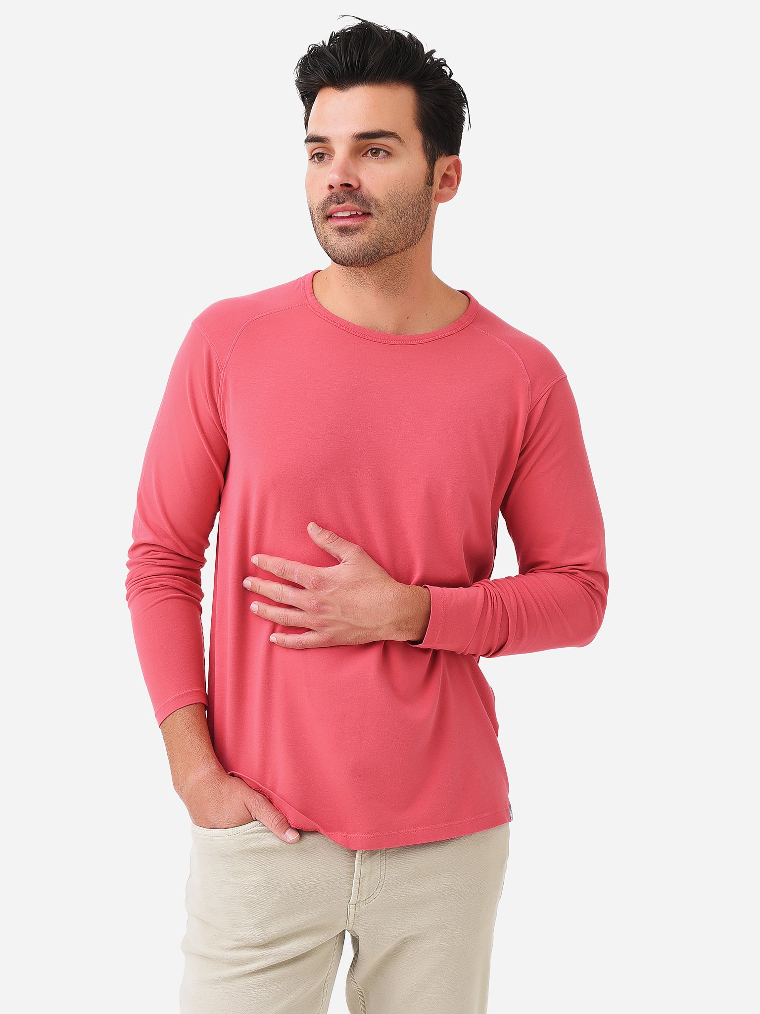 Peter Millar Crown Men's Lava Wash Jersey Long-Sleeve Crew Shirt - Saint Bernard