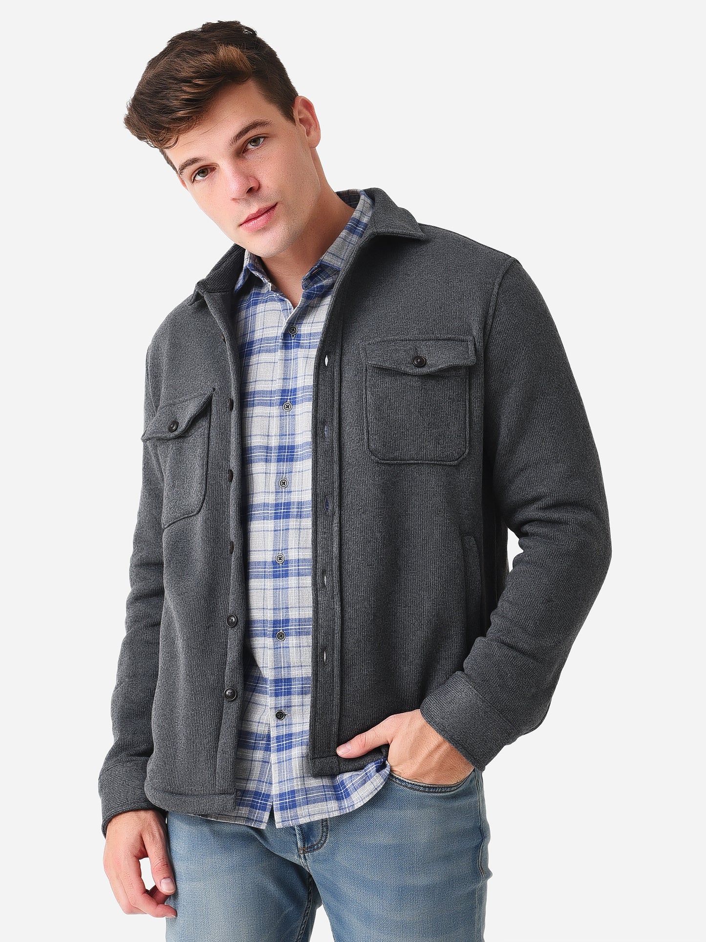 Peter Millar Crown Men's Crown Sweater Fleece Shirt Jacket - Saint Bernard