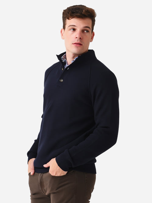 Peter Millar Crown Men's Parkway Textured 3-Button Mock Sweater