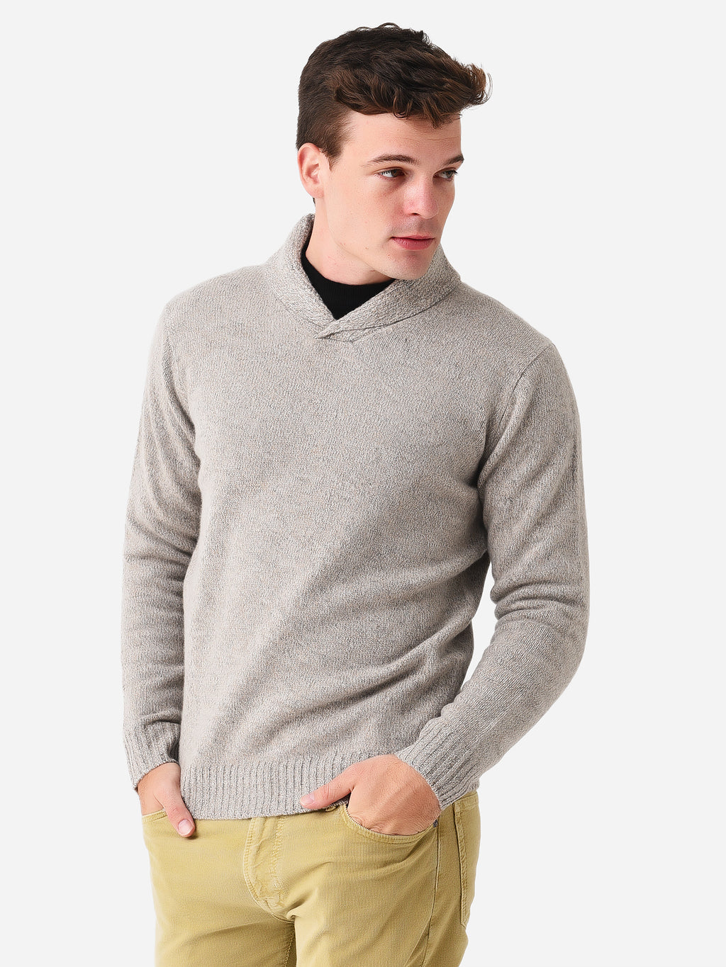 Peter Millar Crown Men's Harkening Popover Shawl Sweater - Saint Bernard