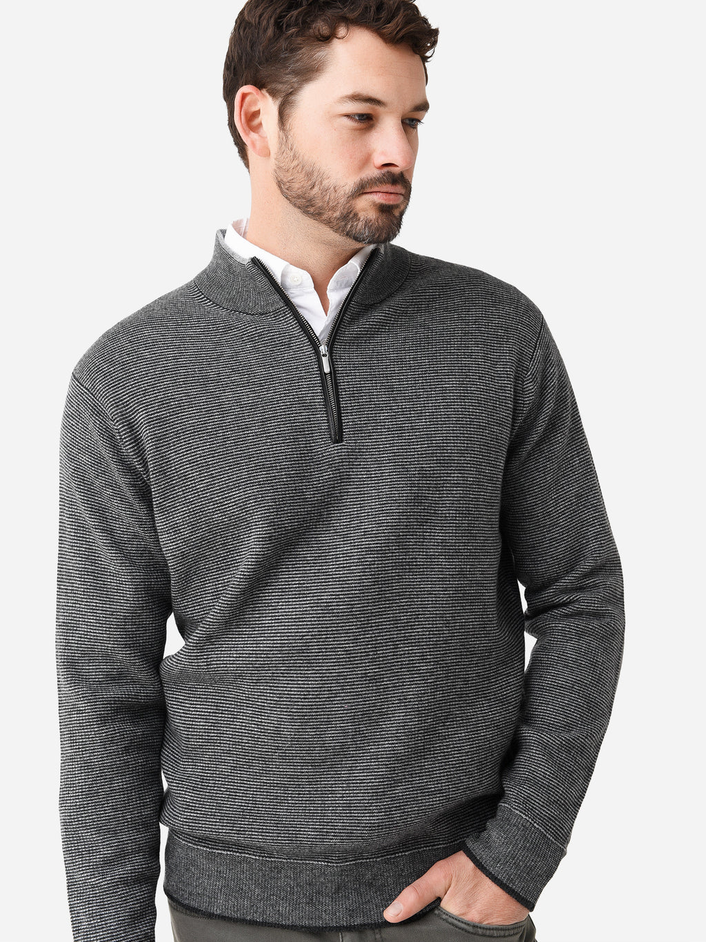 Peter Millar Crown Men's Mill Wool-Cashmere Quarter-Zip - Saint Bernard