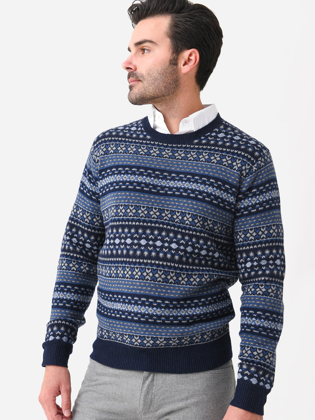 Peter Millar Crown Men's Bellows Fair Isle Crewneck Sweater - Saint Bernard