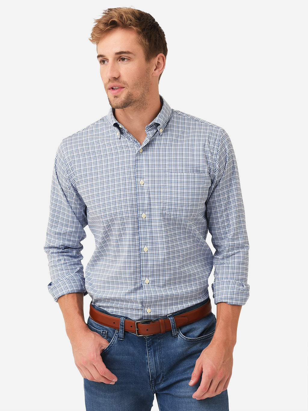 Peter Millar Crown Men's Quinby Crown Lite Cotton-Blend Sport Shirt - Saint Bernard