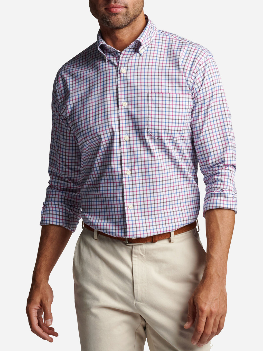 Peter Millar Crown Men's Ryton Crown Lite Cotton-Blend Sport Shirt - Saint Bernard