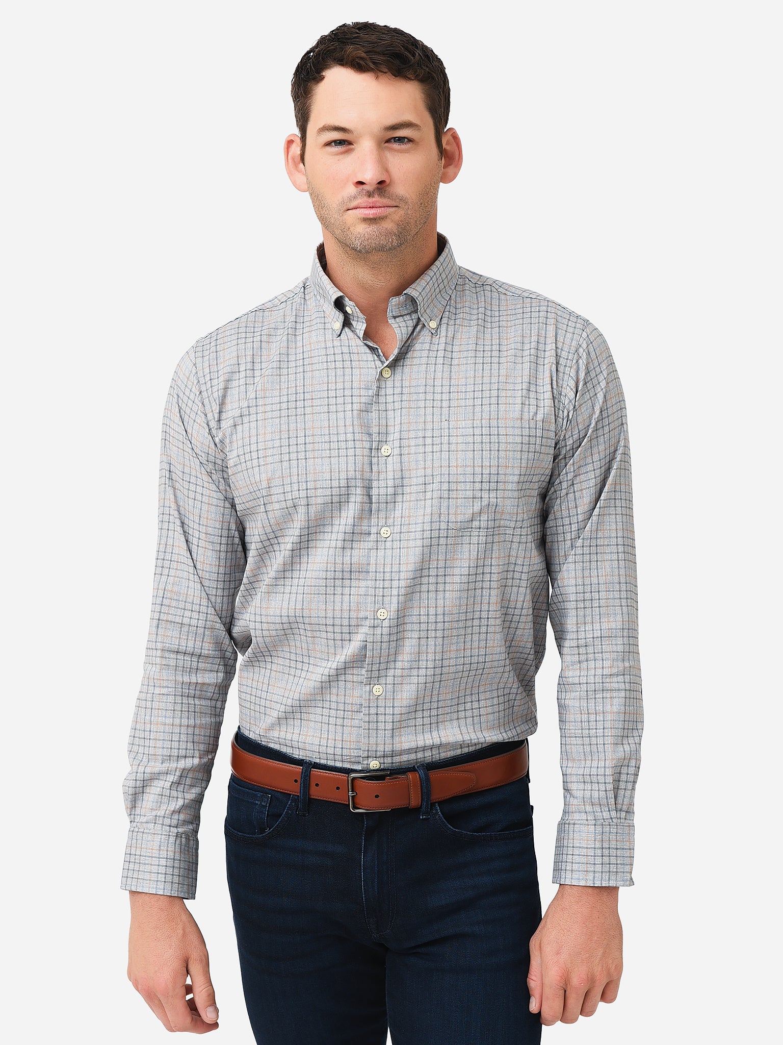 Peter Millar Crown Men's Thacker Crown Lite Cotton-Blend Sport Shirt - Saint Bernard