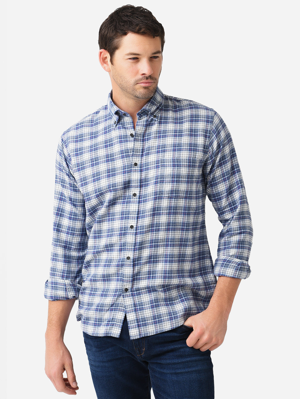 Peter Millar Crown Men's Roaring Rock Cotton Sport Shirt - Saint Bernard