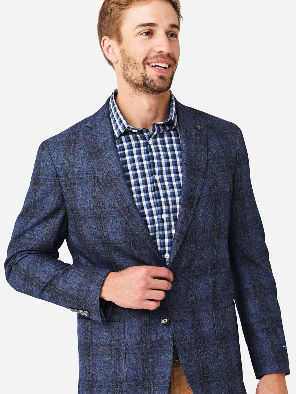 Peter Millar Crown Crafted Men's Stanley Windowpane Soft Jacket - Saint Bernard
