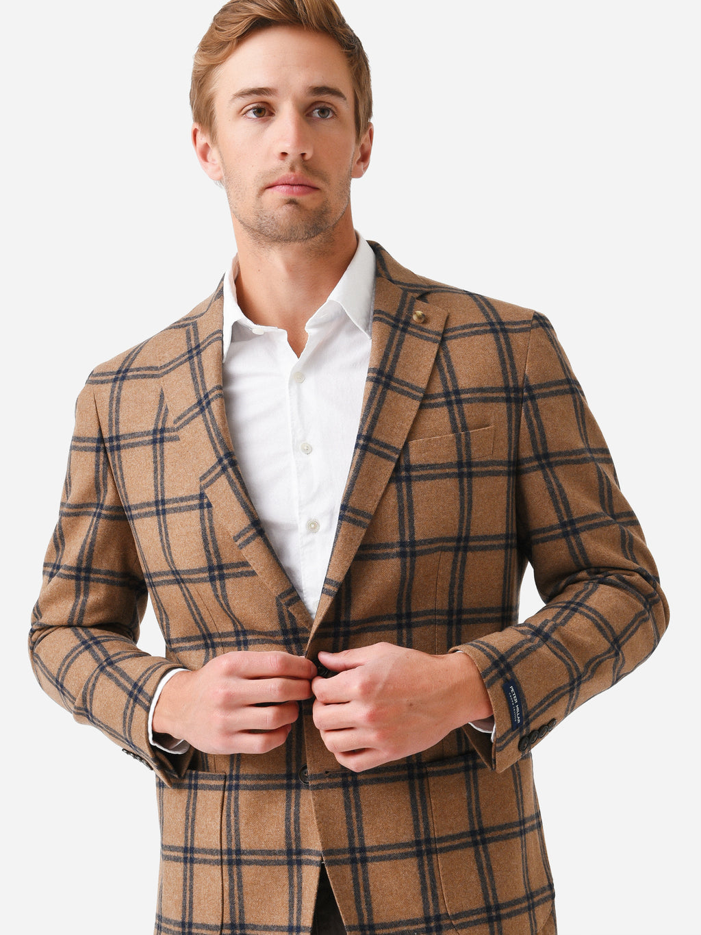 Peter Millar Crown Crafted Men's Grove Windowpane Soft Jacket - Saint Bernard