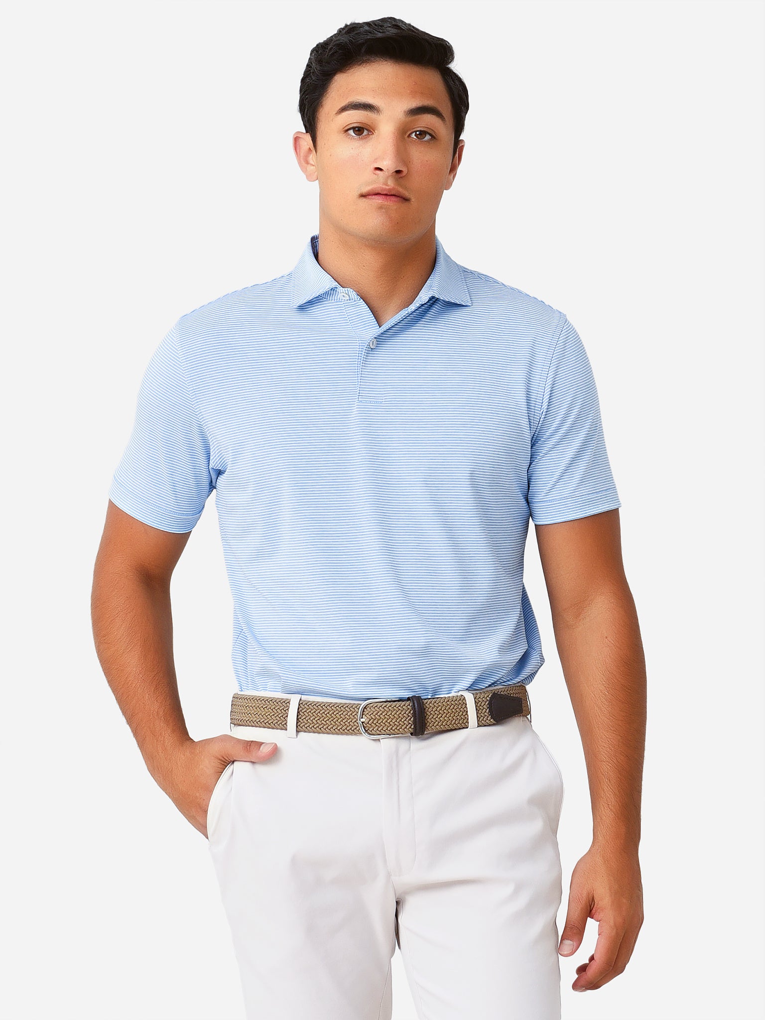 Peter Millar Crown Crafted Men's Indigo Performance Jersey Polo - Saint Bernard