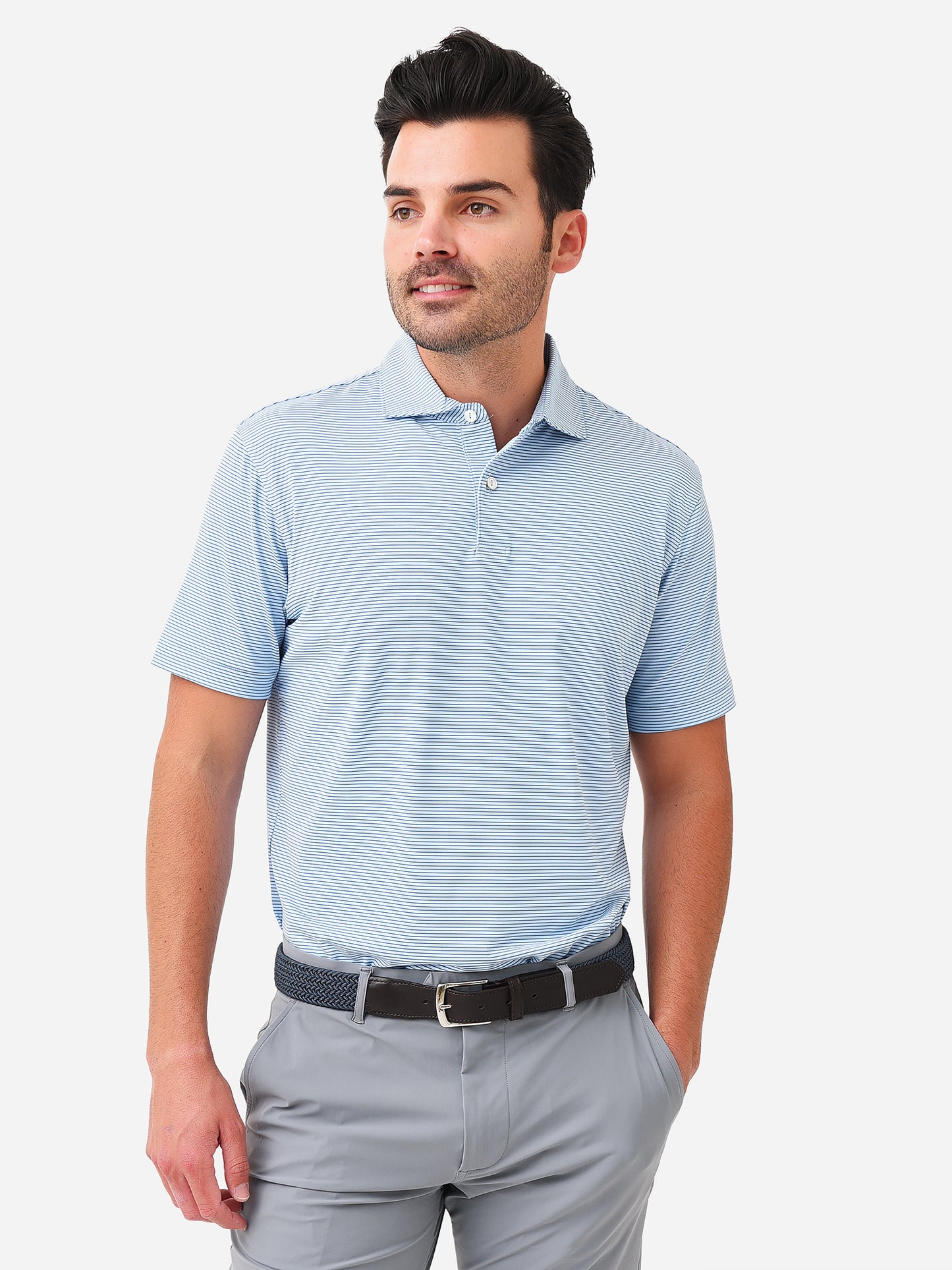 Peter Millar Crown Crafted Men's Indigo Performance Jersey Polo - Saint Bernard