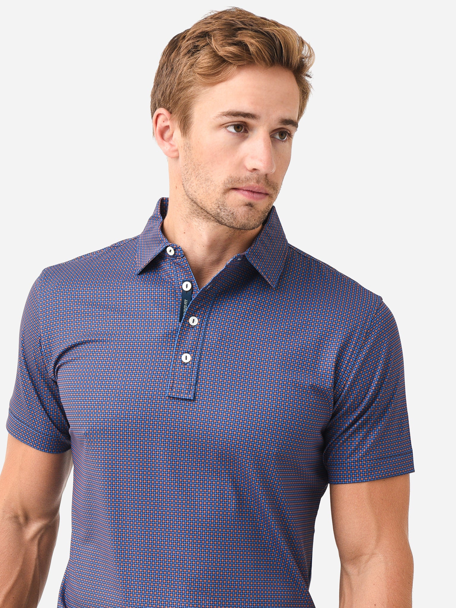 Peter Millar Crown Crafted Men's Andalusian Tile Performance Jersey Polo - Saint Bernard
