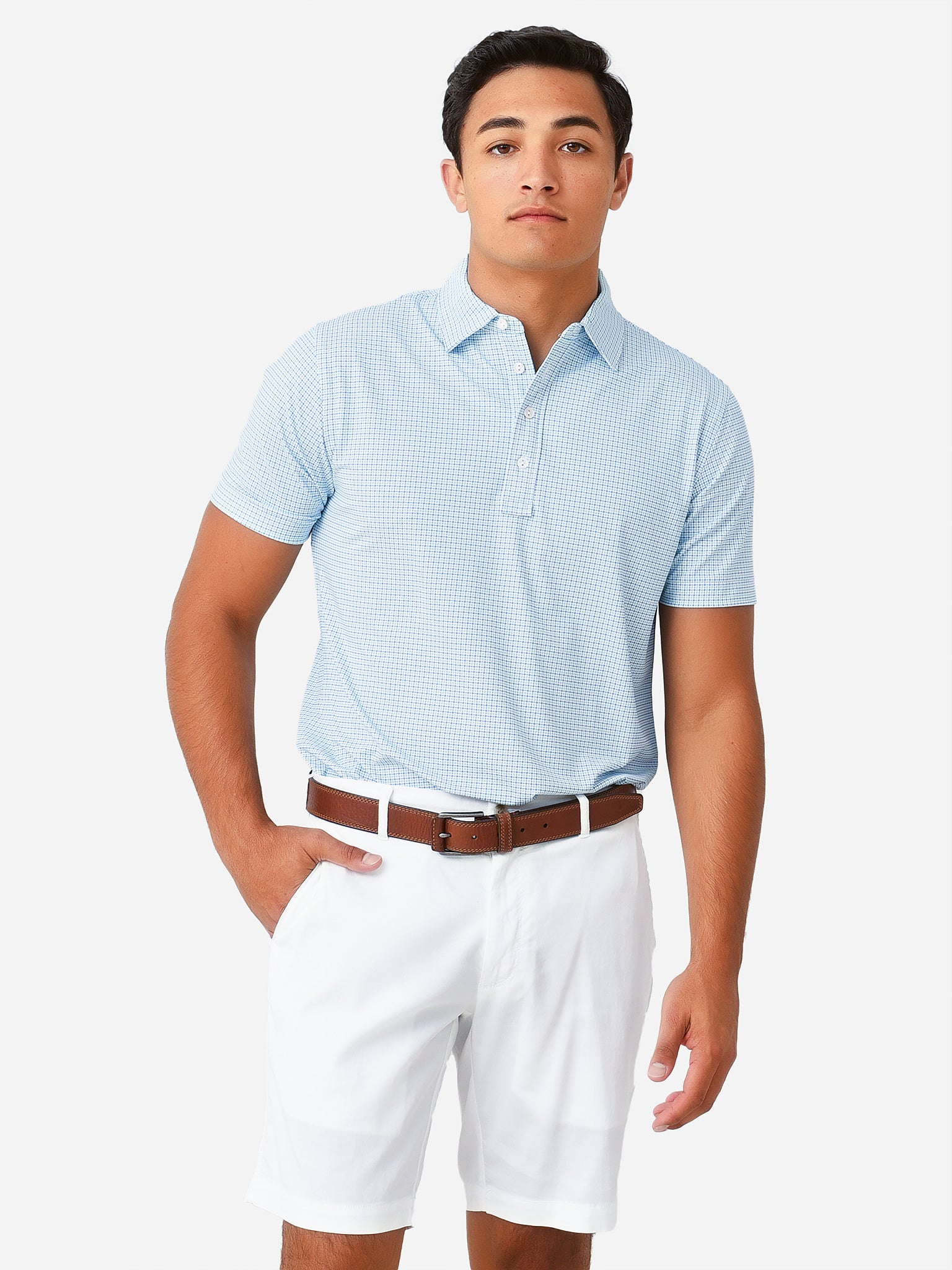 Peter Millar Crown Crafted Men's Andalusian Tile Performance Jersey Polo - Saint Bernard