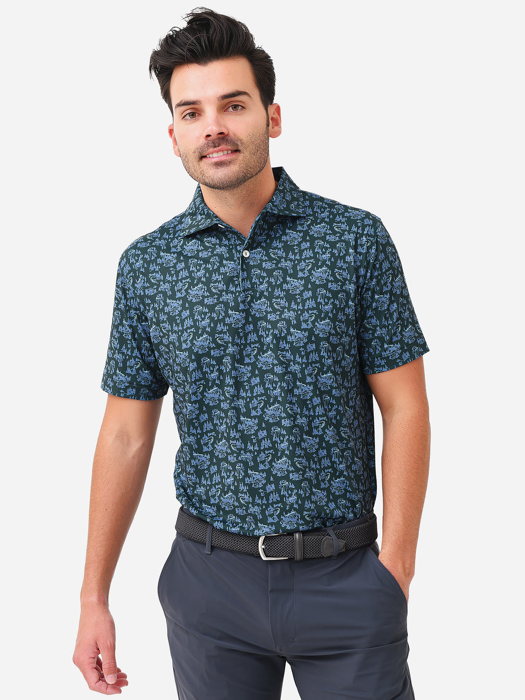 Peter Millar Crown Crafted Men's Alpine Voyage Performance Jersey Polo - Saint Bernard