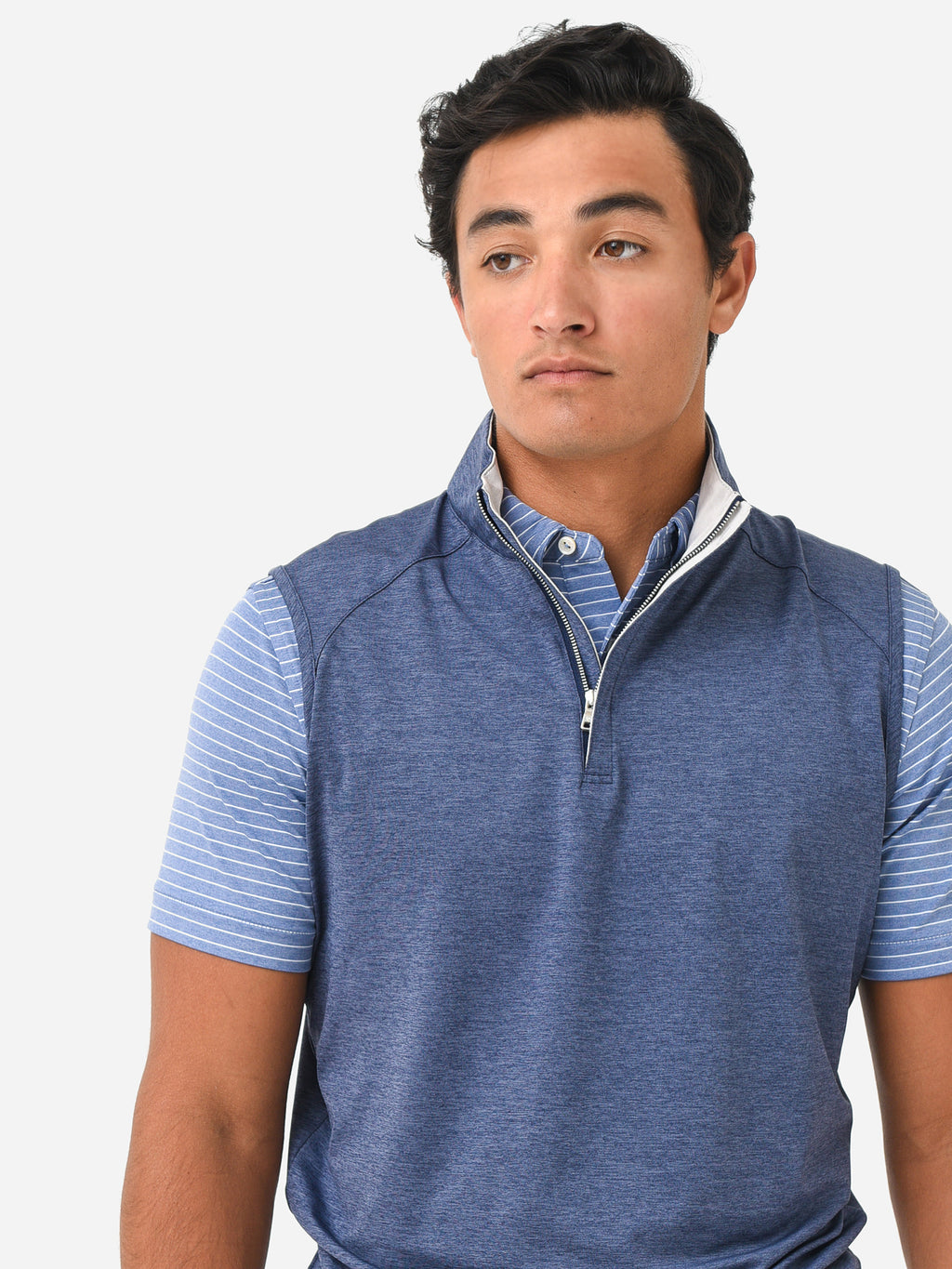 Peter Millar Crown Crafted Men's Stealth Performance Quarter-Zip Vest - Saint Bernard
