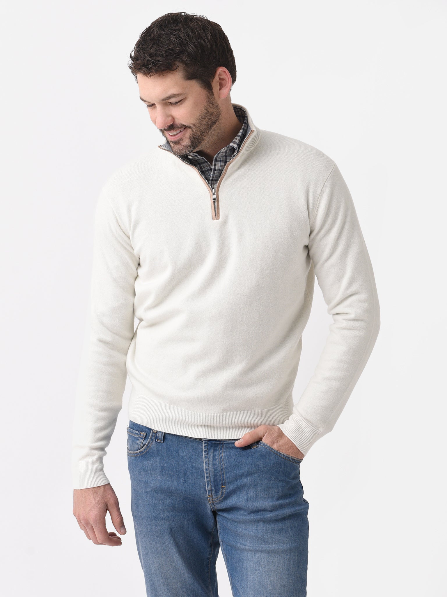 Peter Millar Crown Crafted Artisan Crafted Cashmere Flex Quarter-Zip - Saint Bernard
