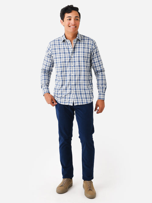 Peter Millar Crown Crafted Men's Blues Winter Soft Twill Sport Shirt