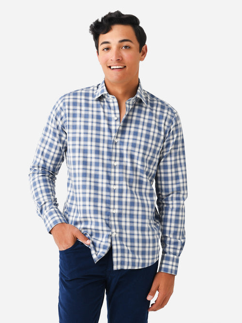 Peter Millar Crown Crafted Men's Blues Winter Soft Twill Sport Shirt