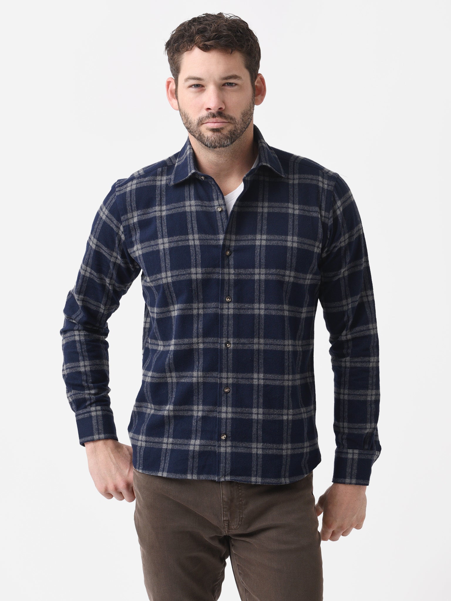 Peter Millar Crown Crafted Men's Neo Japanese Flannel Sport Shirt - Saint Bernard
