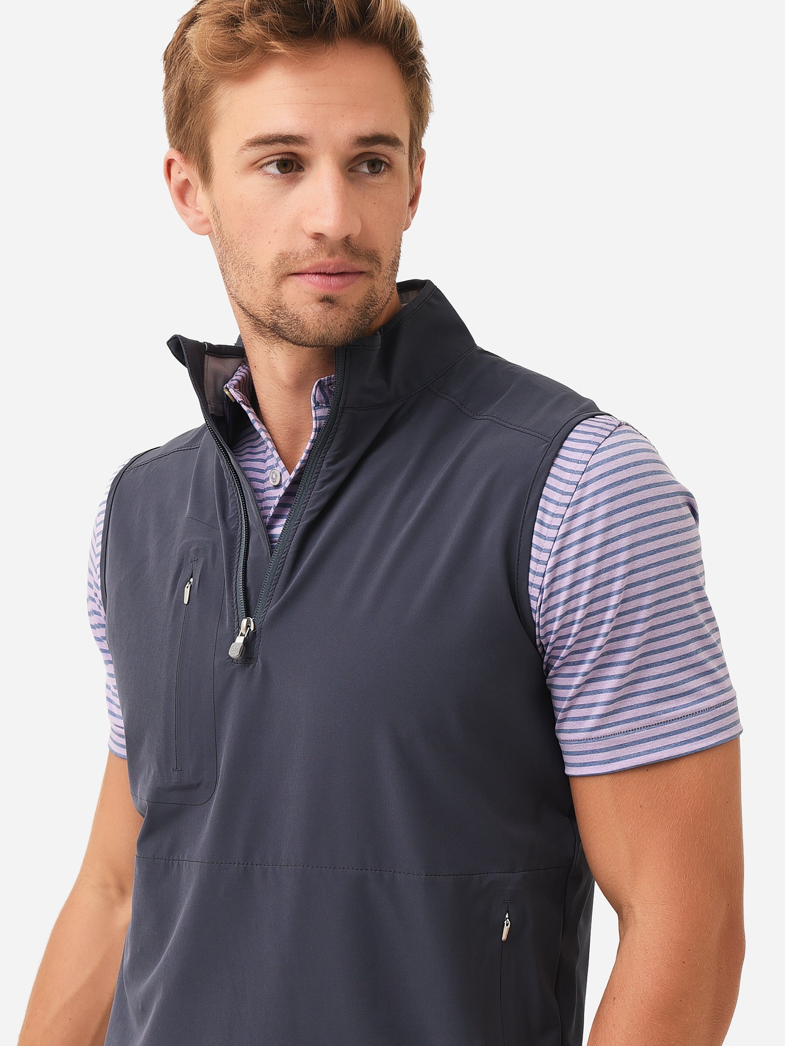 Peter Millar Crown Crafted Men's Flex Adapt Half-Zip Vest - Saint Bernard