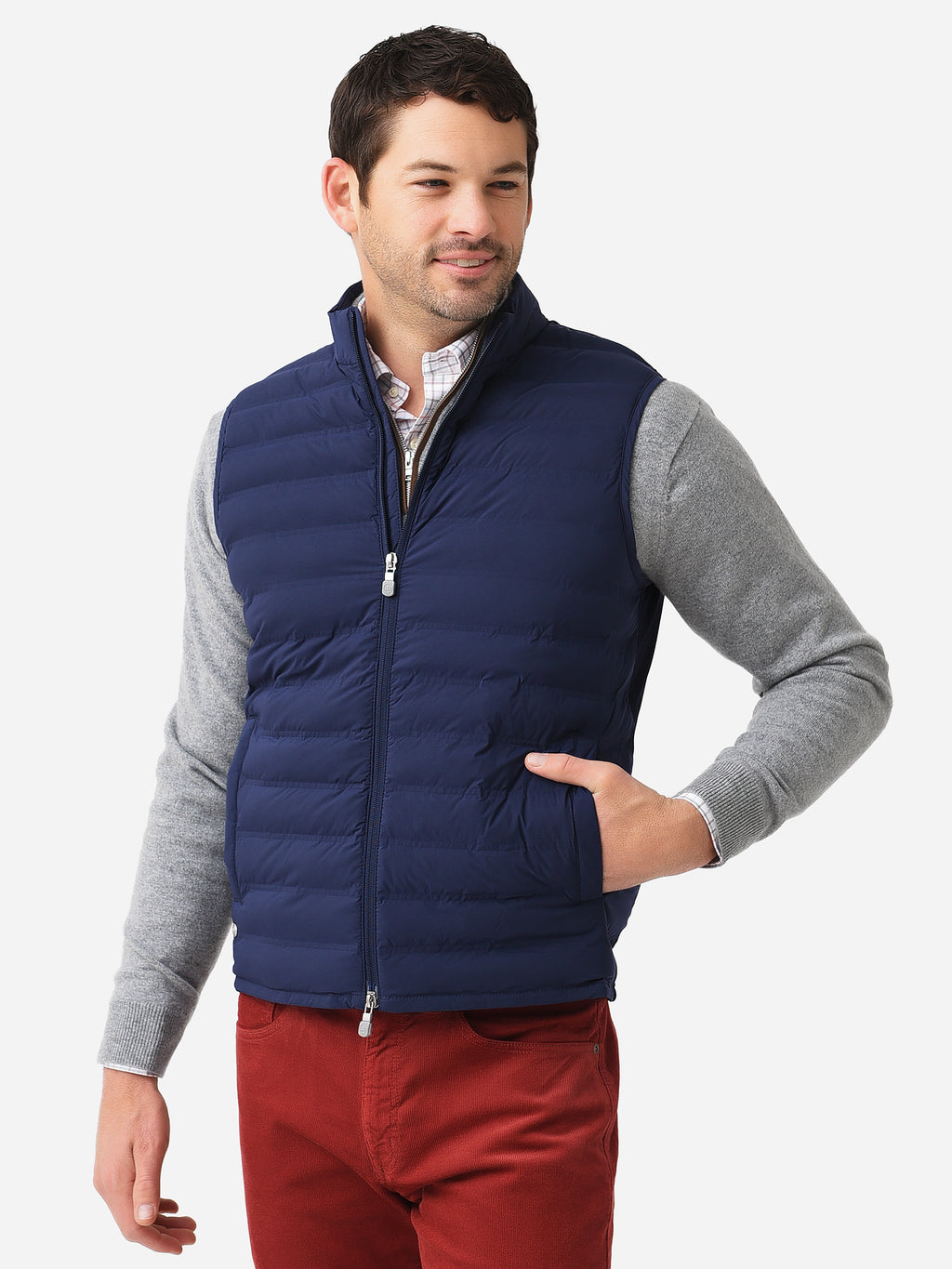 Peter Millar Crown Crafted Men's Stitchless Baffle Vest - Saint Bernard