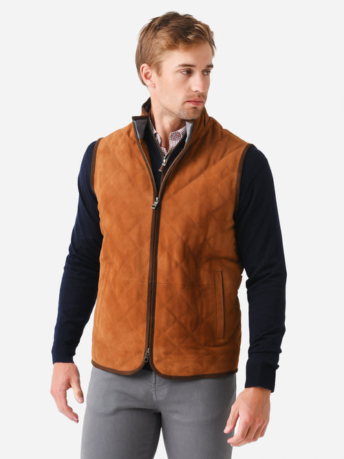 Peter Millar Crown Men's Essex Quilted Suede Travel Vest
