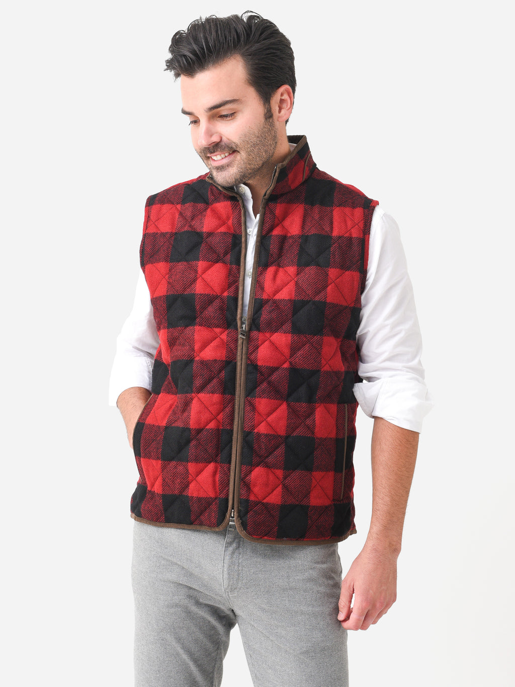 Peter Millar Crown Men's Essex Quilted Wool Travel Vest - Saint Bernard