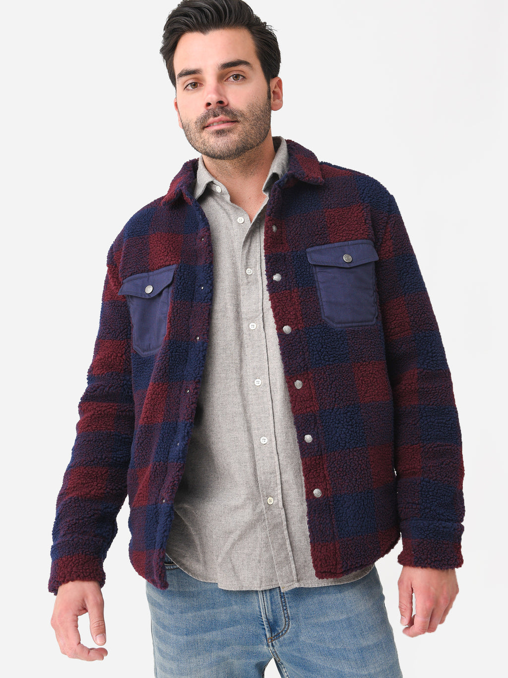 Peter Millar Crown Men's High Pile Sherpa Shirt Jacket - Saint Bernard
