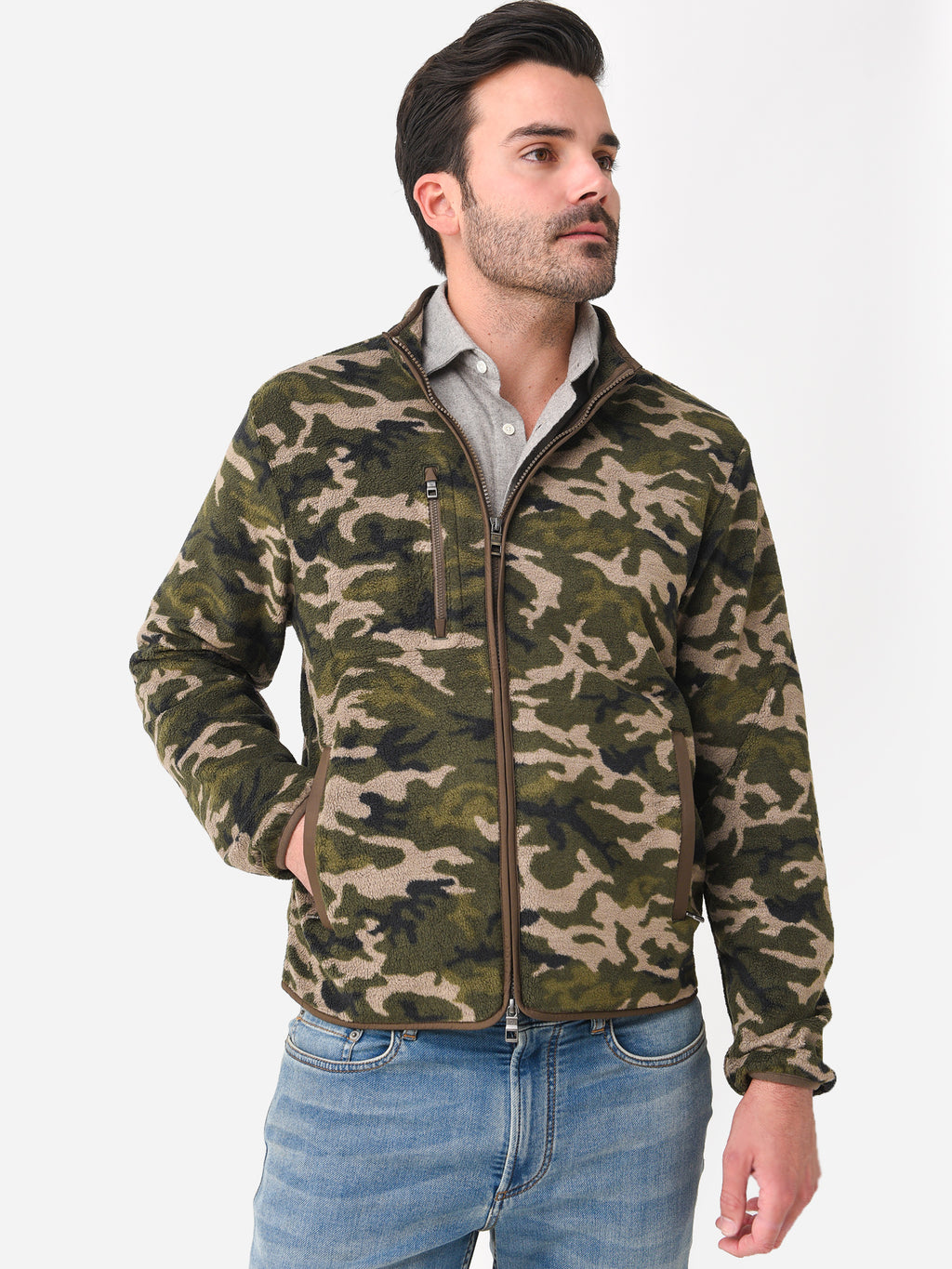 Peter Millar Crown Men's Micro Shearling Fleece Jacket - Saint Bernard