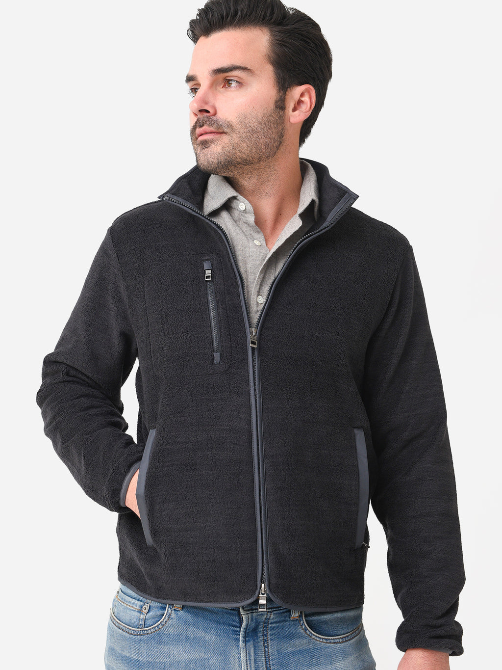 Peter Millar Crown Men's Micro Shearling Fleece Jacket - Saint Bernard